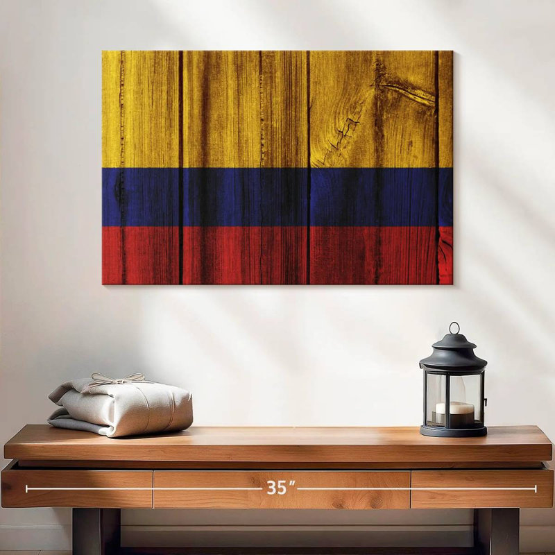 Drapeau de la Colombie en bois, H 16 po x l 24 po