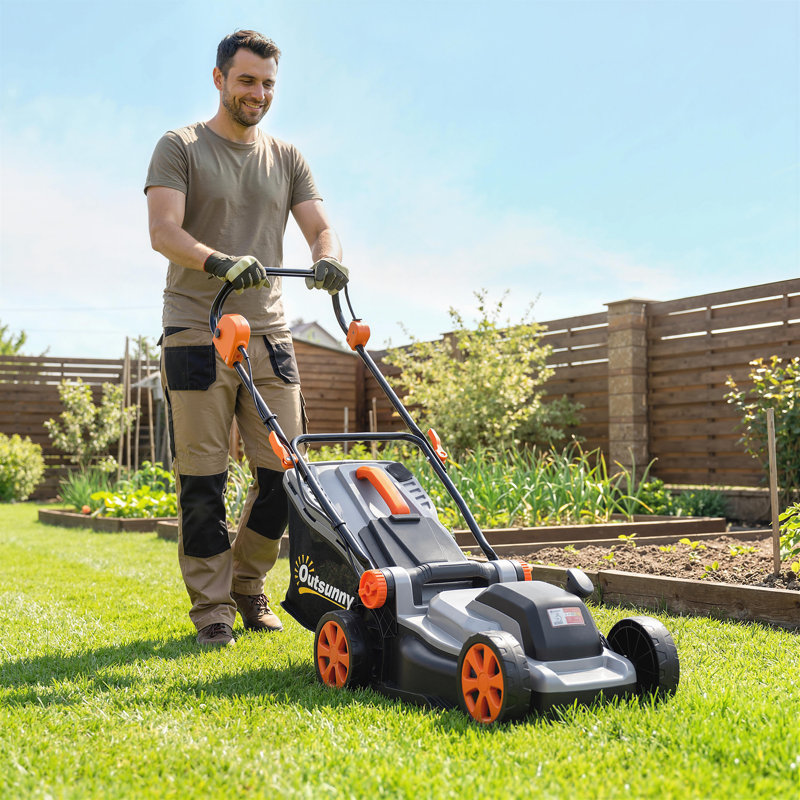 Outsunny 18V Cordless Lawnmower with 2 x 4Ah Batteries and Charger