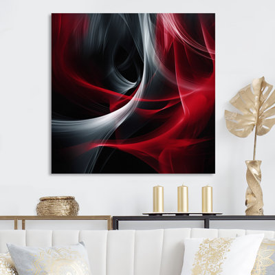 Abstrait contemplatif rouge et noir - art abstrait de vagues modernes