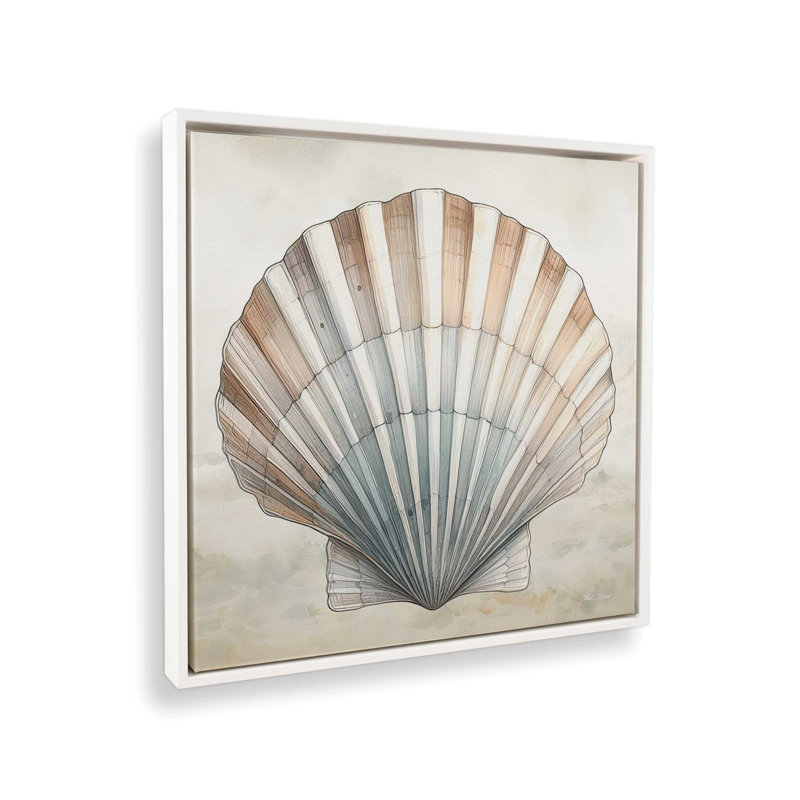 «Cape Cod Clamshell» par Nicole DeCamp, reproduction d'art, L 20 po x H 20 po, Blanc, Toile avec cadre
