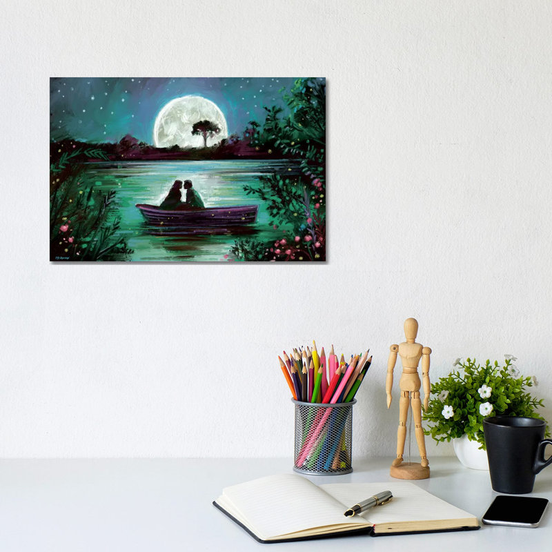 Love In Boat by P.D. Moreno - Wrapped Canvas Painting, 20.32 cm H x 30.48 cm W