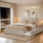 Queen Bed Frame With 2 Drawers And 1 Twin Trundle, Linen Upholstered Platform Bed With Button Tufted Headboard And Wood Slats Support, No Box Spring Needed,beige