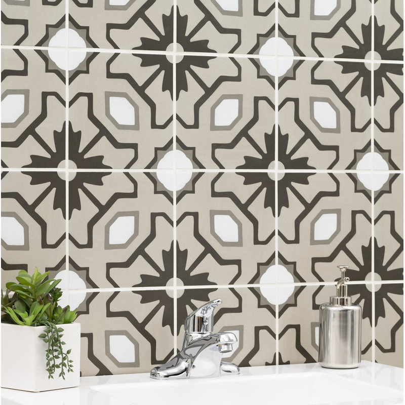 Amara 8 in. x 8 in. Encaustic Look Matte Porcelain Floor and Wall Tile, Levara
