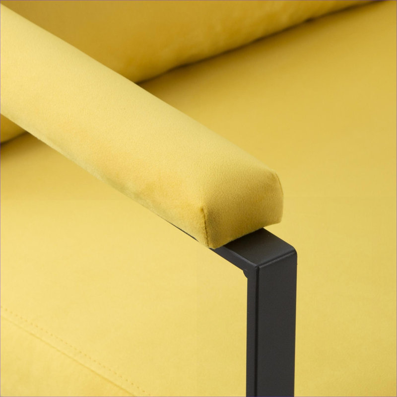 Pour le salon et les petits espaces de chambre à coucher, fauteuil d'appoint moderne à 2 places avec structure entièrement en métal, finition jaune