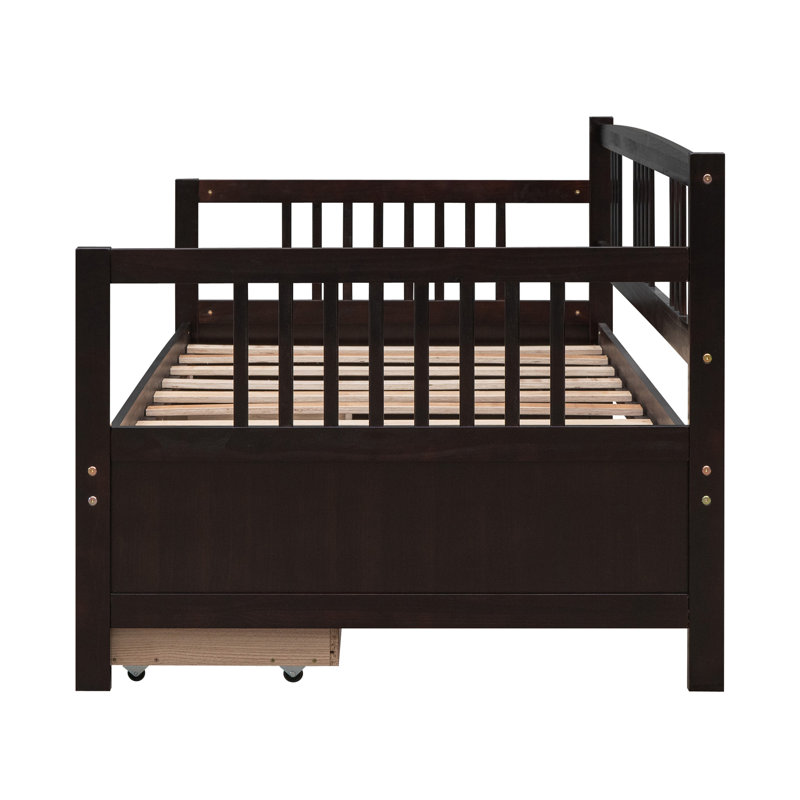 Twin Size Daybed Wood Bed With Two Drawers,Espresso