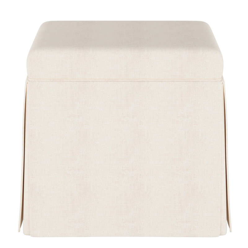Bash Upholstered Storage Ottoman, Zuma White Textured Linen