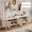 Meuble télé en bois massif blanc crème-105897407