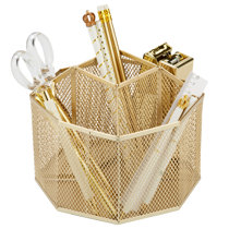 Inbox Zero Homayoun Gold Desk Accessories Office Supplies Set