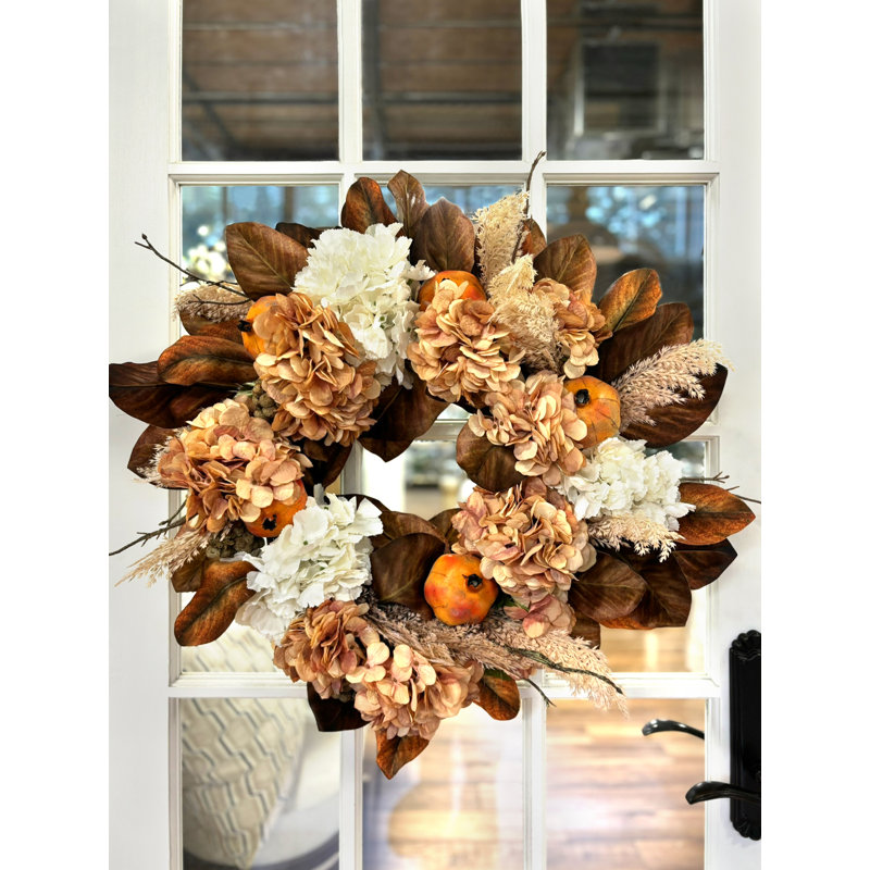 Hazel 23" Fall  with Hydrangeas, Pampas and Pomegranates