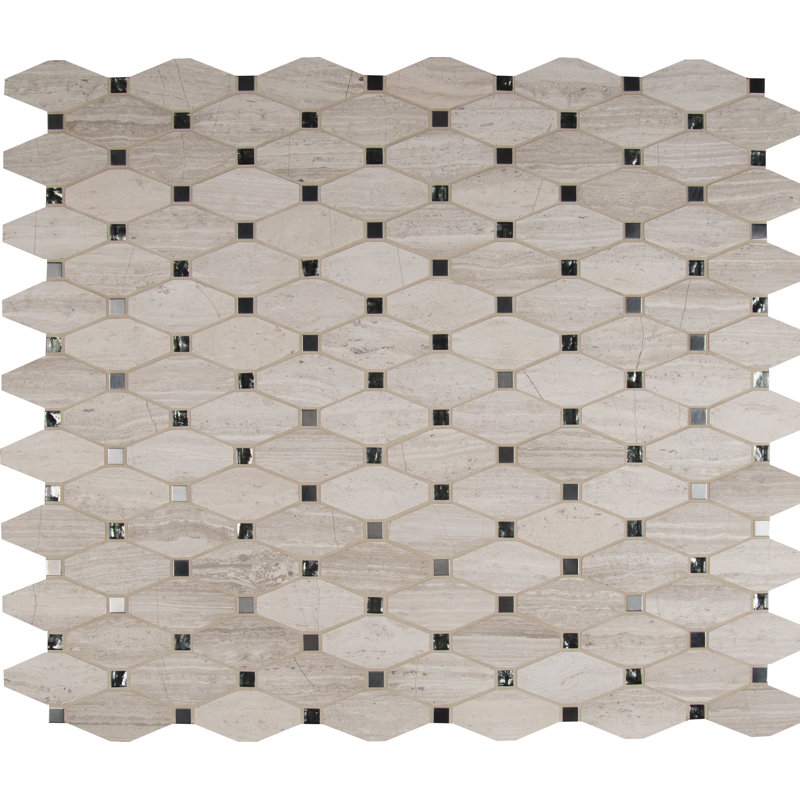 Dunora Octagon 12 in. x 15 in. Glass Stone Metal Blend Mosaic Wall Tile