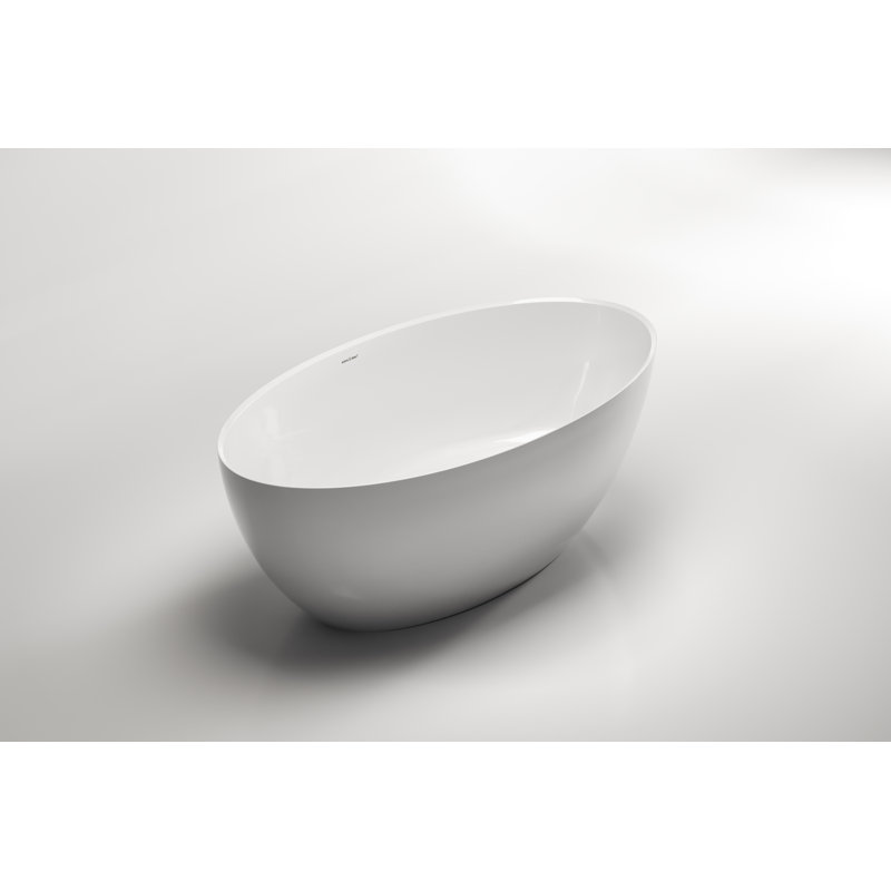 Corvara™ 59" x 32" Freestanding Soaking Bathtub with Overflow Hole, Standard White