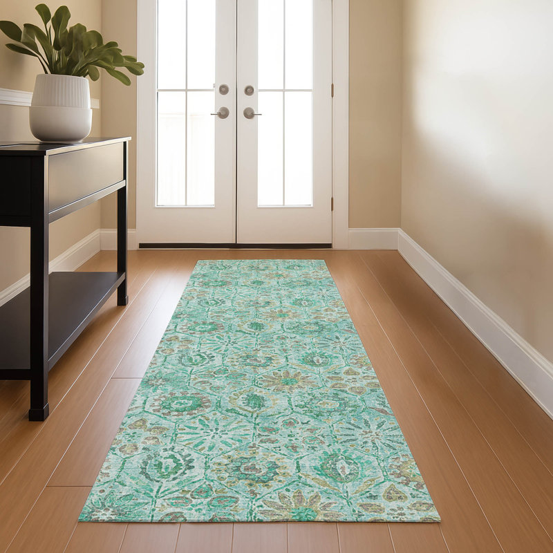 Premium Machine Washable Ralston AMF1938 Floral Rug, Runner 2'3" x 7'6"