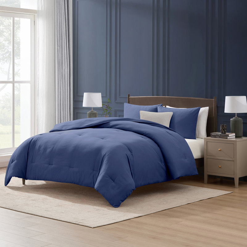  soft microfiber 3 piece comforter set with pillow shams, Majestic Blue, Full Comforter + 2 Standard Shams