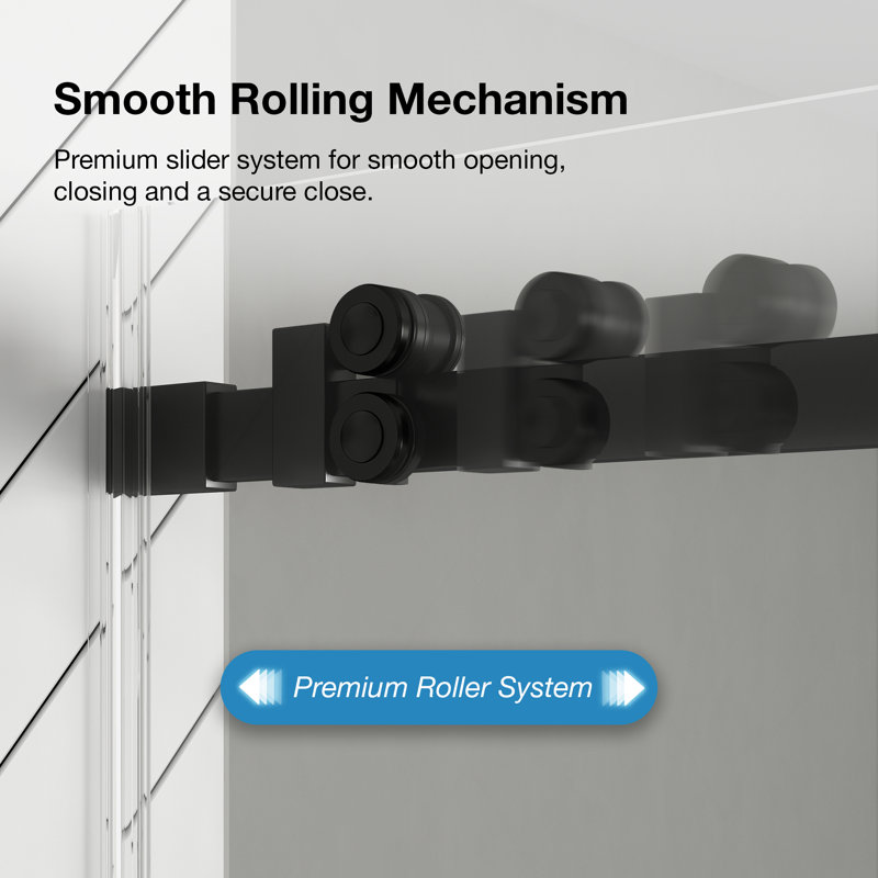 Ove Decors Selby 72 In. W X 74 In. H Frameless Sliding Clear Straight Alcove Shower Door, Black