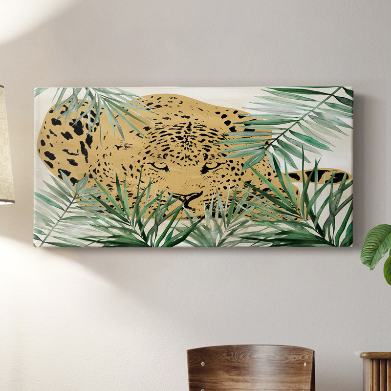 Palm Leopard II - Toile tendue avec châssis - Prêt à accrocher, 16" H x 32" W
