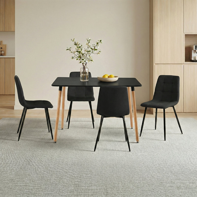 4 - Person Dining Set, Black, Black