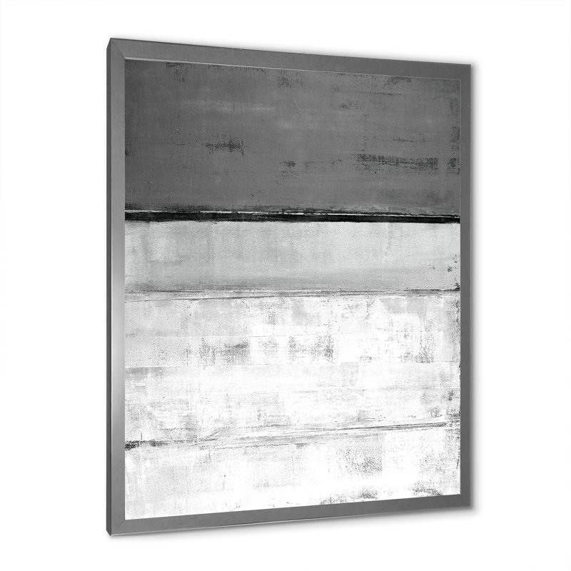 Toile abstraite, impression sur fond blanc et gris - fond blanc et gris, H 12 po x l 8 po x P 1 po, Cadre photo argenté