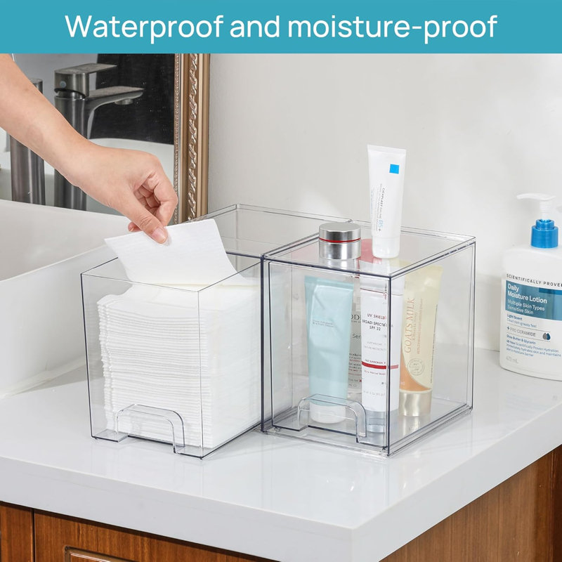 7.6" H Clear Stackable Storage Drawers 4-pack Plastic Organizer Bins