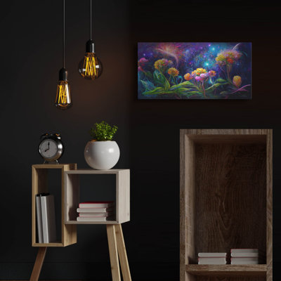 «Flowers in the Universe Color Burst 3» par Tanya Mavric, art mural en métal, 48 po x 24 po