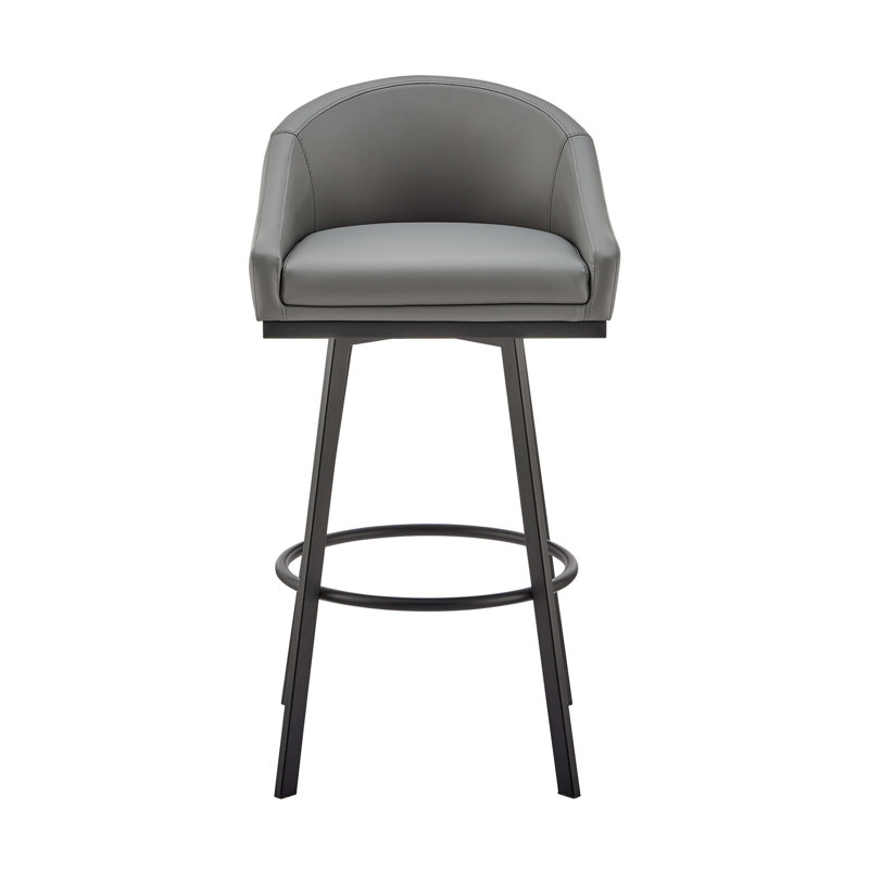 Tabouret de bar en métal noir avec similicuir gris