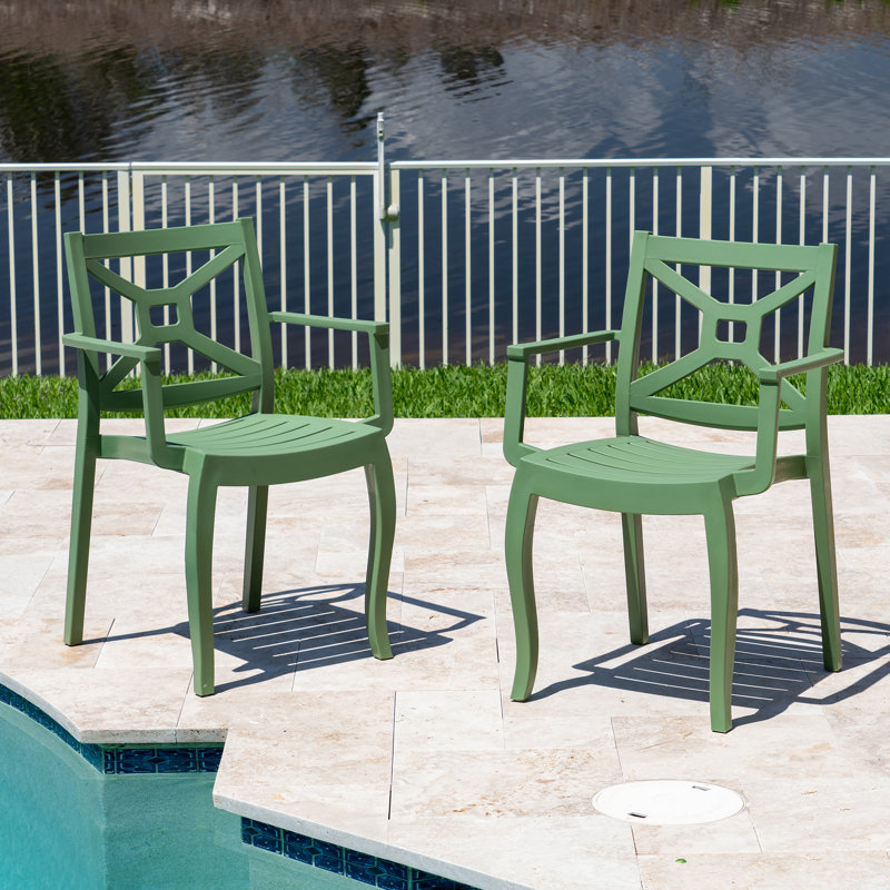 Chaise de salle à manger d'extérieur empilable, Vert