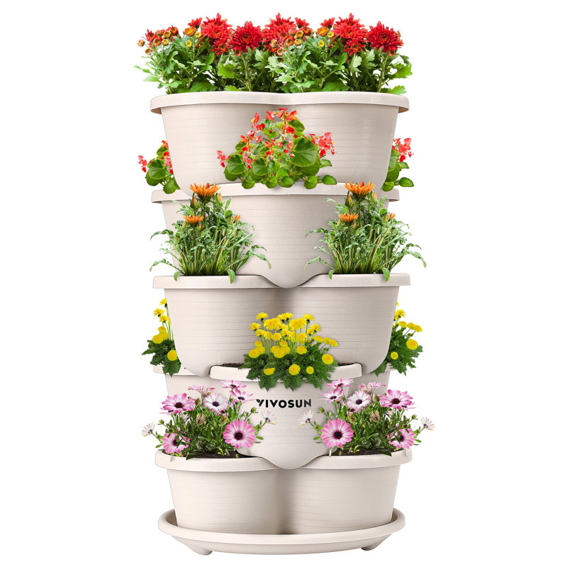 Jardinière empilable à 5 niveaux, Ivoire, 15