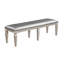 Banc gris argenté avec style moderne - 60 po de long, siège rembourré avec embellissements scintillants décoratifs pour l'intérieur de la maison