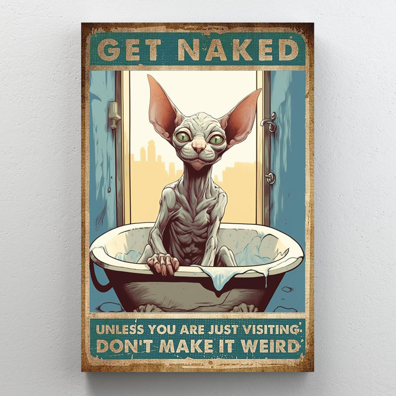 «Sphynx Cat Get Nake 1 - 1 pièce», reproduction d'art graphique sur toile tendue, H 14 po x l 11 po x P 1,25 po