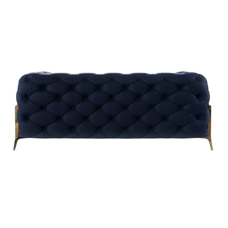 Chesterfield Sofa Atoka with Gold Metal Legs, Navy Blue, 2