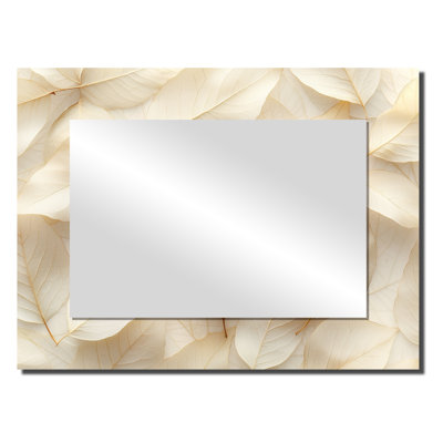 Ivory Leaves Foliage Collage II - Floral Accent Wall Mirror - Printed On Metal