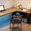 Bibliothèque de coin et bureau intégrés pour la maison en bois massif et bibliothèque-2003320210-2003320214