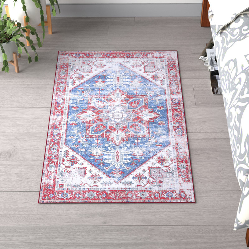 Sonia Oriental Blue/Red Area Rug, Rectangle 8' x 10'