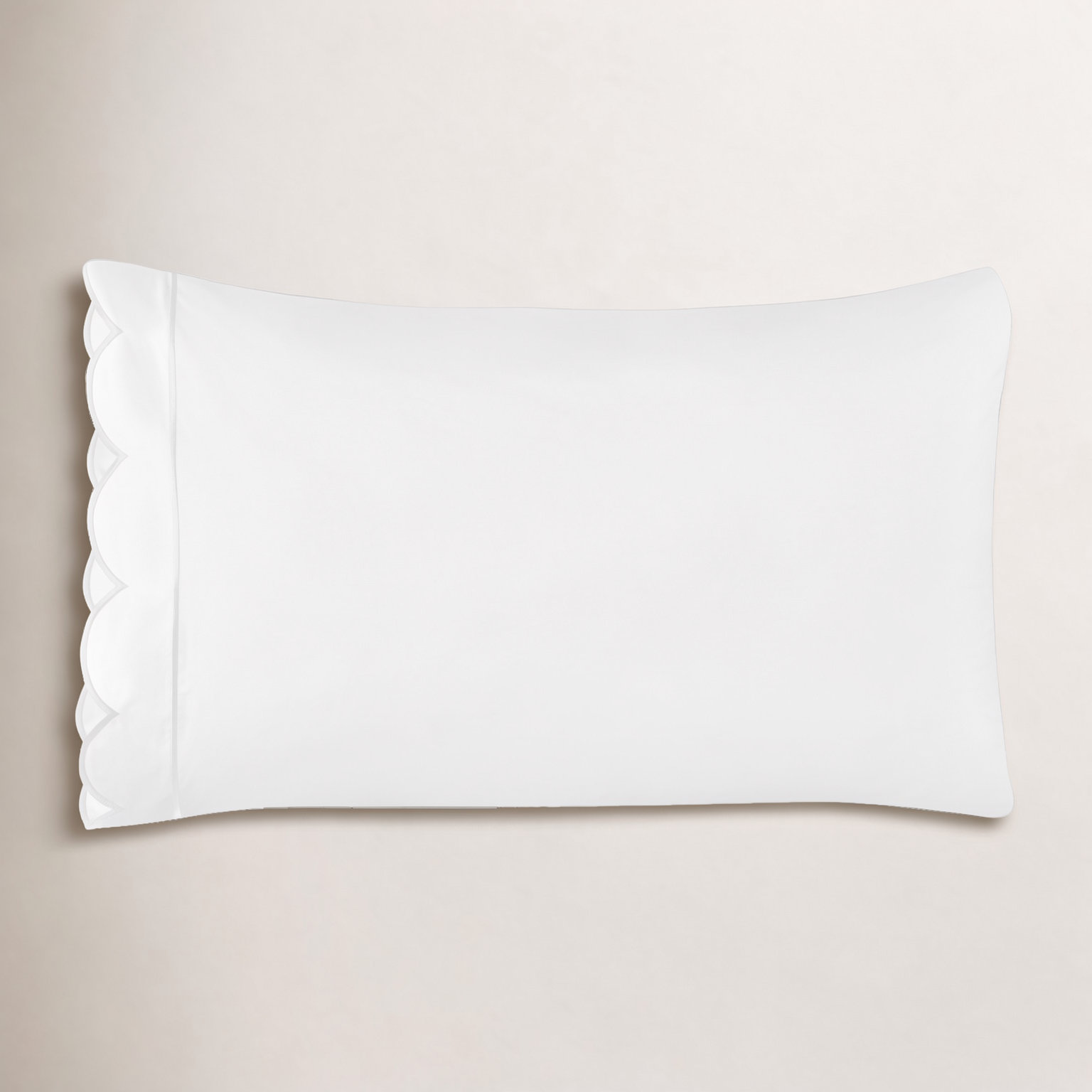 Michelet Scallop Frame Percale Pillowcase, King Pillowcase, White