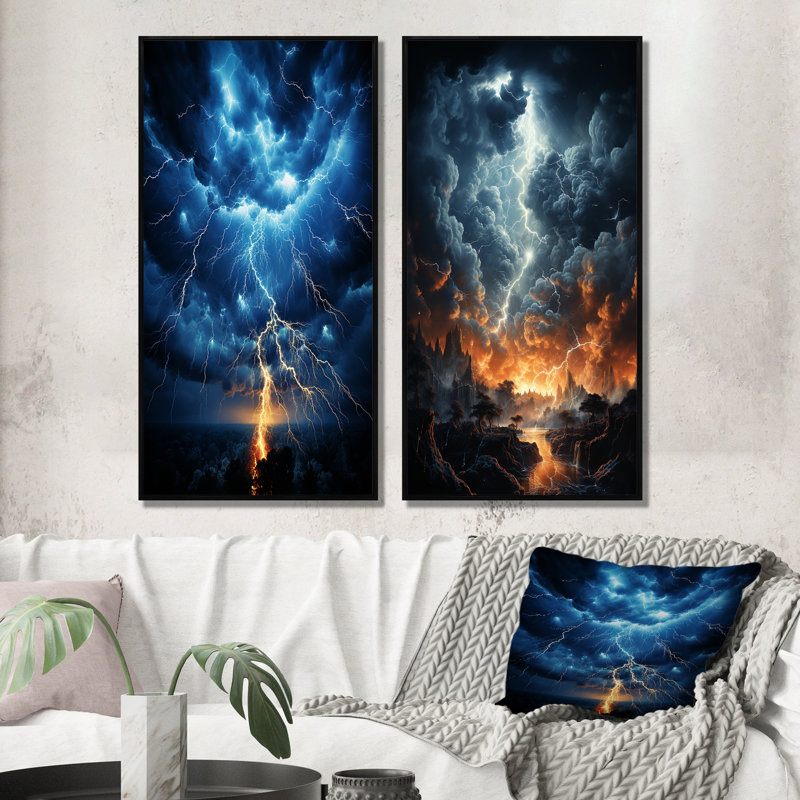 «Lightning Dynamic Illumination» - 2 pièces, H 32 po x l 32 po, Cadre noir