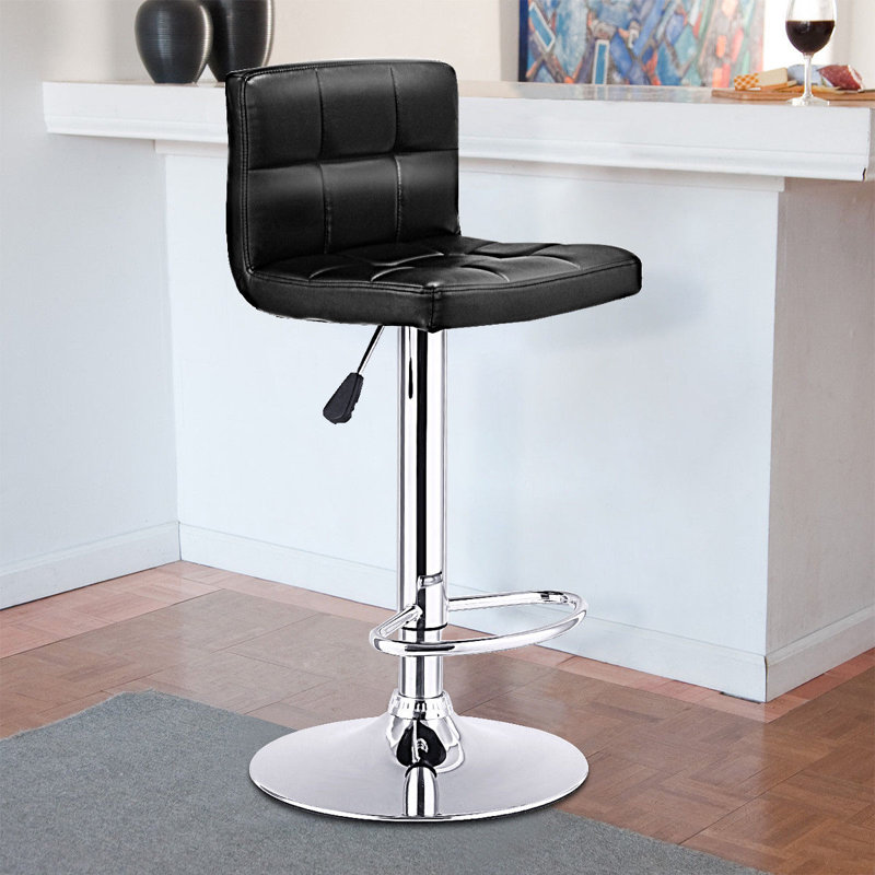 Jamir Swivel Upholstered Counter Stool, Black