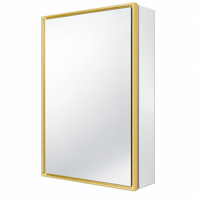 Armoire à pharmacie encastrée ou à fixation en surface 16 x 26 avec porte en miroir et tablettes réglables