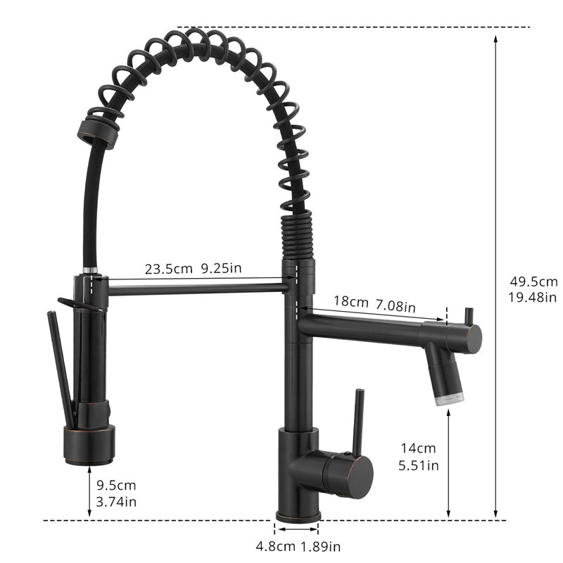 Contemporary Kitchen Faucet With Led Pull Down , Oil-Rubbed Bronze, Single Lever Function Faucet, Bronze Colour, Handle, Advanced Water Control