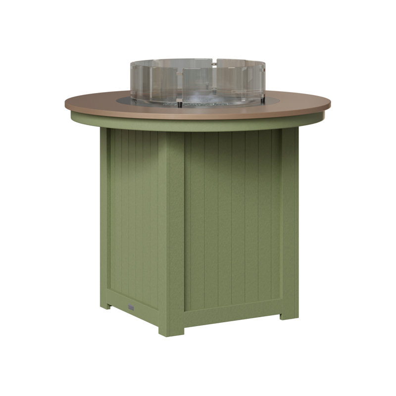 Berlin Gardens Donoma 44″ Round Counter Height Fire Pit Table, 37" H x 44" W x 44" D, Hammered Top Bronze with Sage Base