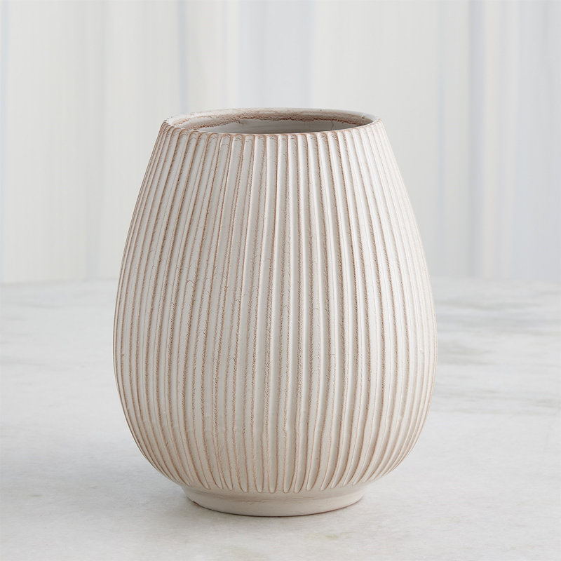 Vertical Ribbed Vase-Lg, 10" H x 7.75" W x 7.75" D