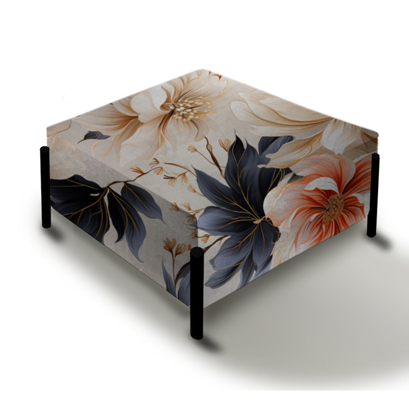 Coastal Tranquil Florals Collage Dévoilé - Grand repose-pieds carré floral
