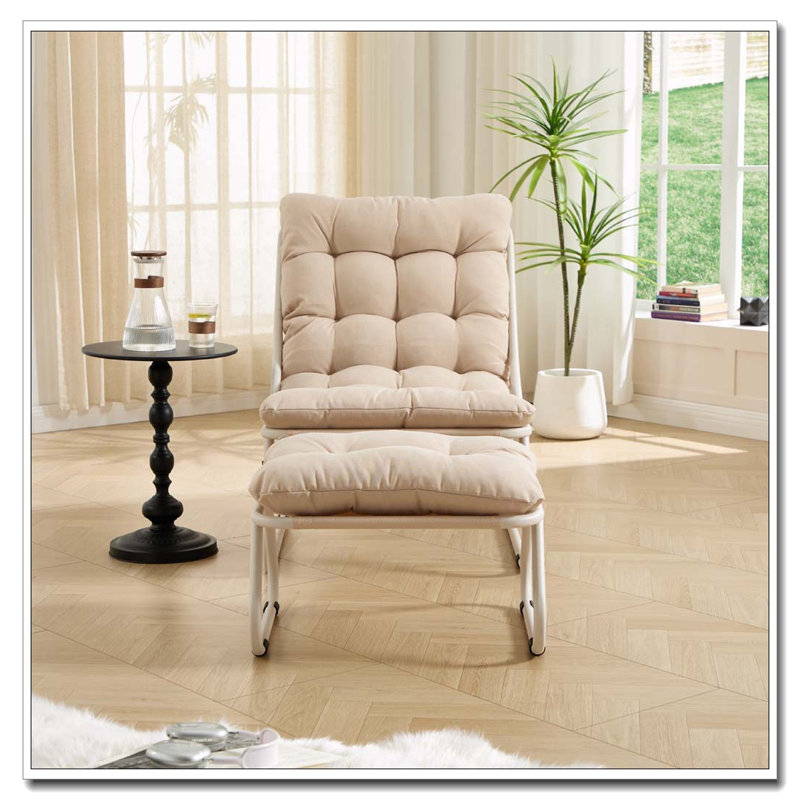 Chaise longue d'extérieur avec repose-pieds pour patio, Beige