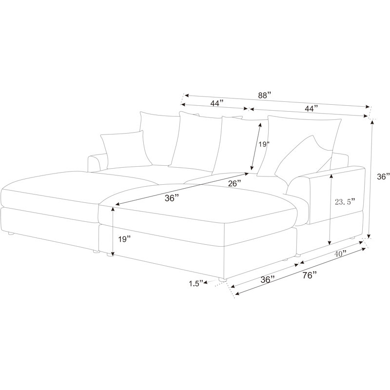 Canapé modulaire Arden Cloud, Vert