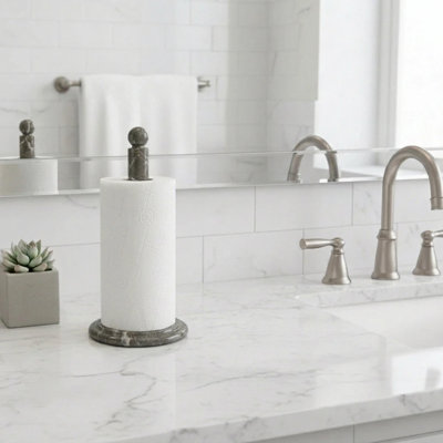 Luxury Handcrafted Marble Kitchen Paper Towel Holder – Solid Natural Stone, Heavyweight & Sturdy Tabletop Stand, Elegant Countertop Accessory, Durable Hand-polished Design, Non-steel, Non-plastic, Premium Home Décor