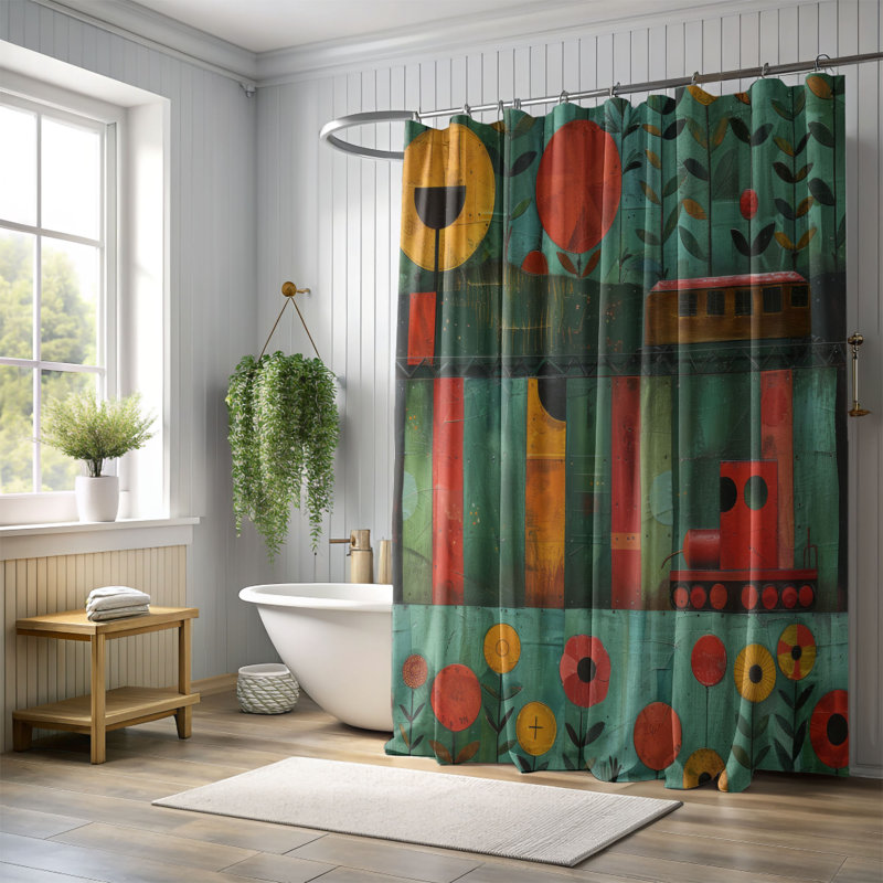 Art Train - Rideau de douche Premium, H 74 po x l 71 po