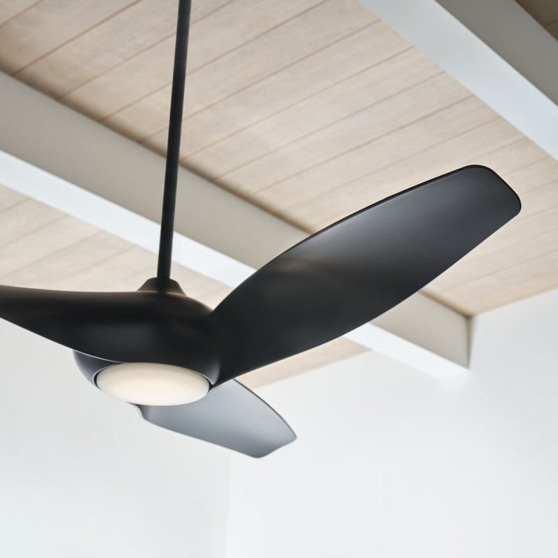 Visual Comfort Fan Topan Smart 52 LED Indoor Ceiling Fan with Threaded Downrod, Silver ABS blades and Handheld Remote, 52" W
