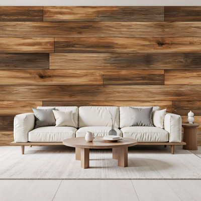 Peel and Stick Wallpaper Rustic Wooden Plank Texture Warm Brown Tones Wall Murals 69"H x 96"W Removable PVC Wall Paper Self-Adhesive Wall Decor for Bedroom Living Room Home Office