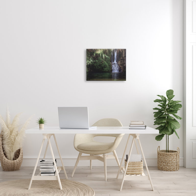 Tranquil Waterfall Rainforest Environment Nature Clearing Photography by Daphne Polselli - Print on Canvas, Wrapped Canvas