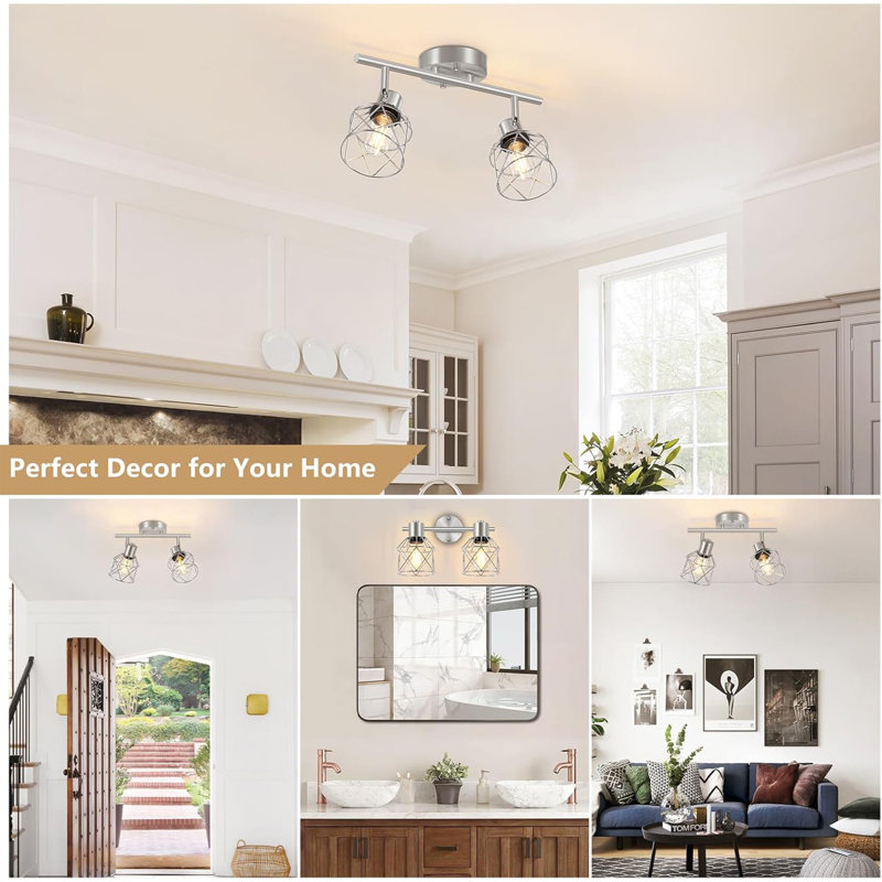 Semi Flush Mount Ceiling Light, Brushed Nickel, 2 Lights