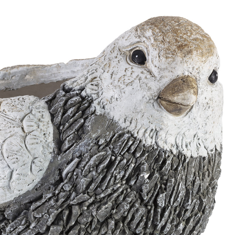 Pot de fleurs statue magnesia oiseau Rieger, Gris / Blanc