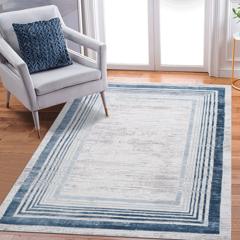 8X10 Bordered Area Rug, Rectangle 7'9" x 10'